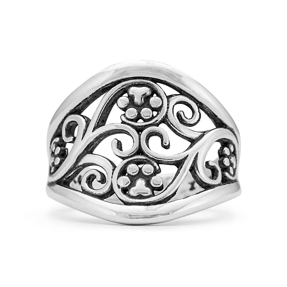 Paw Print Statement Ring, Sterling Silver Journey Paws Ring