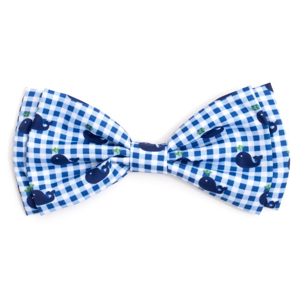 Blue Gingham Whales Bow Tie Default Title