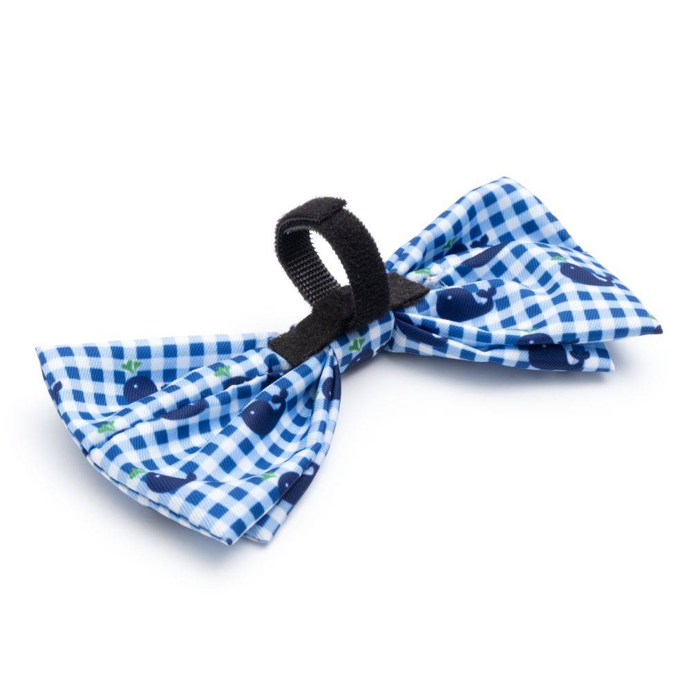 Blue Gingham Whales Bow Tie