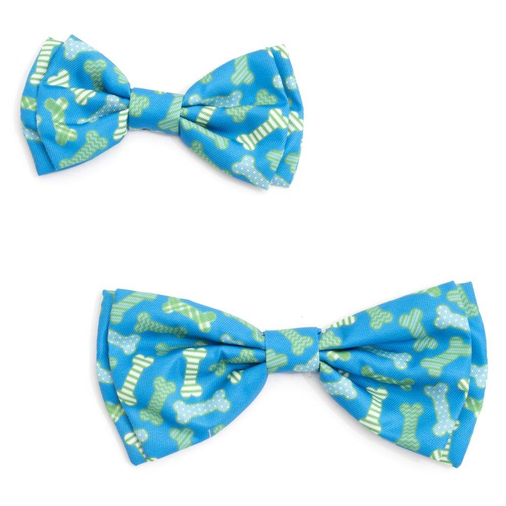 Blue Preppy Bones Bow Tie