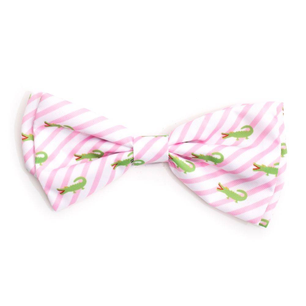 Pink Stripe Alligators Bow Tie Default Title