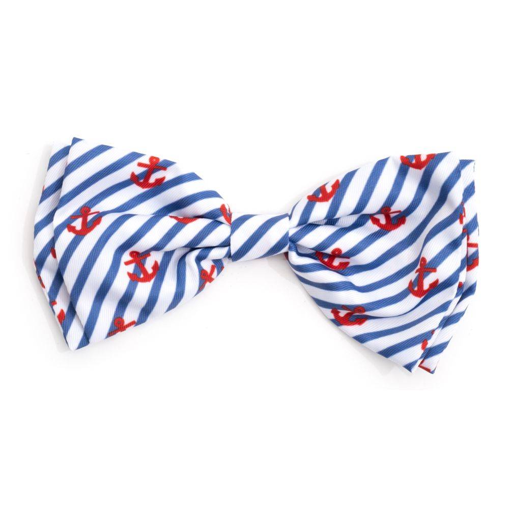 Navy Stripe Anchors Bow Tie Default Title