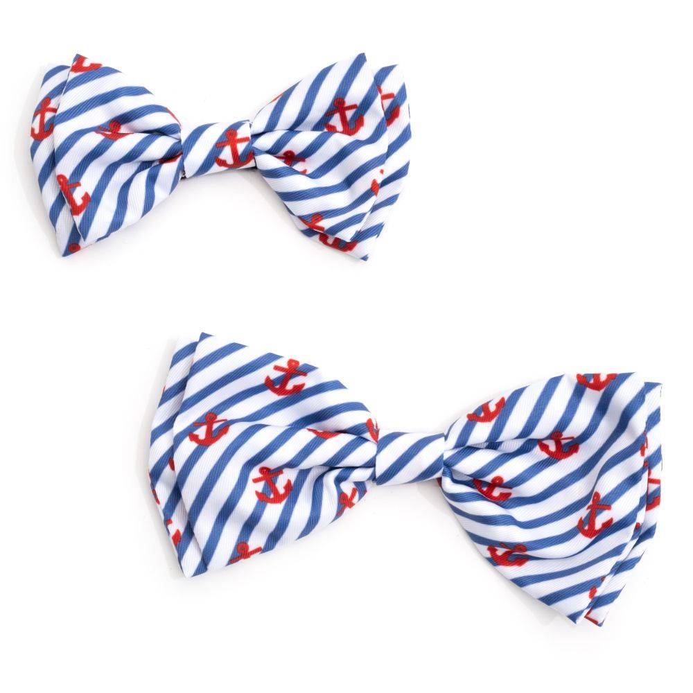 Navy Stripe Anchors Bow Tie