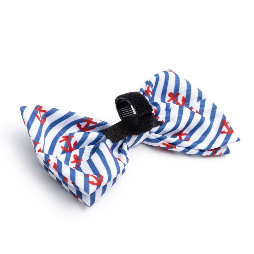 Navy Stripe Anchors Bow Tie