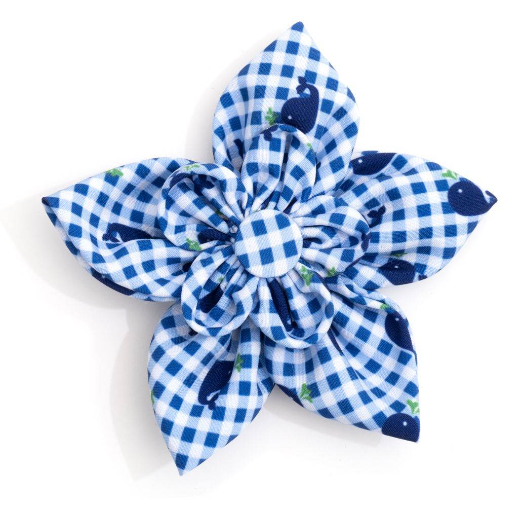 Blue Gingham Whales Flower Default Title