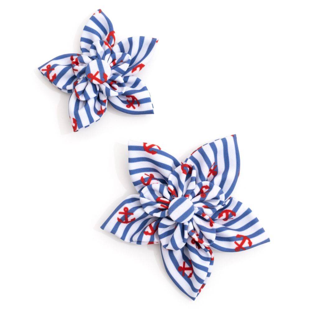 Navy Stripe Anchors Flower