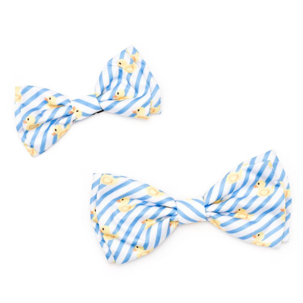 Light Blue/White Stripe Rubber Duck Bow Tie