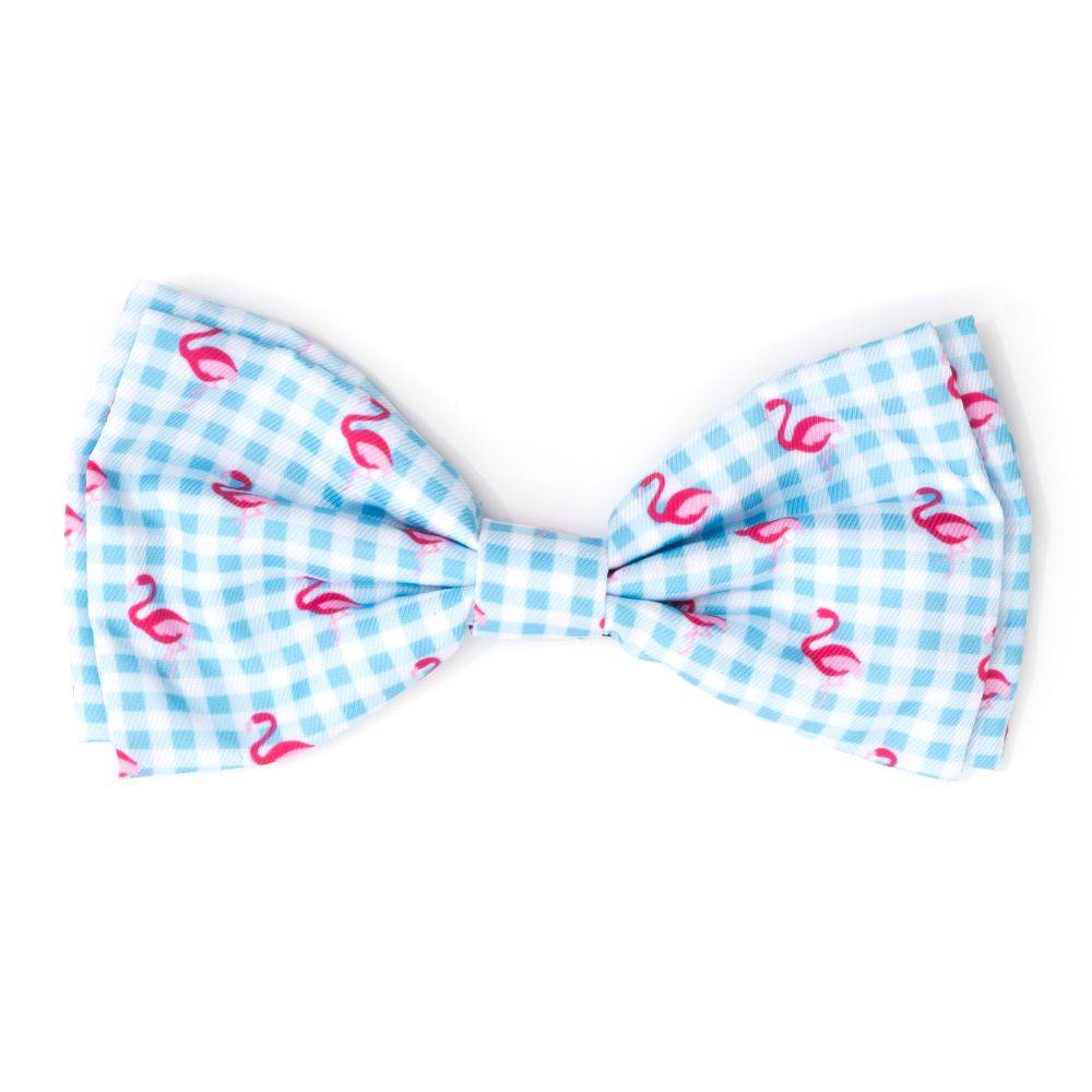 Aqua/White Gingham Flamingos Bow Tie Default Title