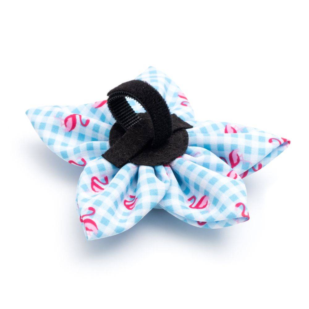 Aqua/White Gingham Flamingos Flower