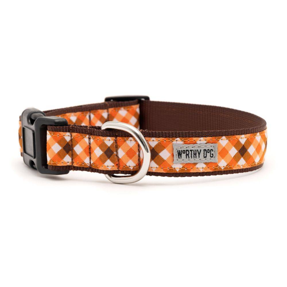 Brown/Orange Fall Check Collar & Lead