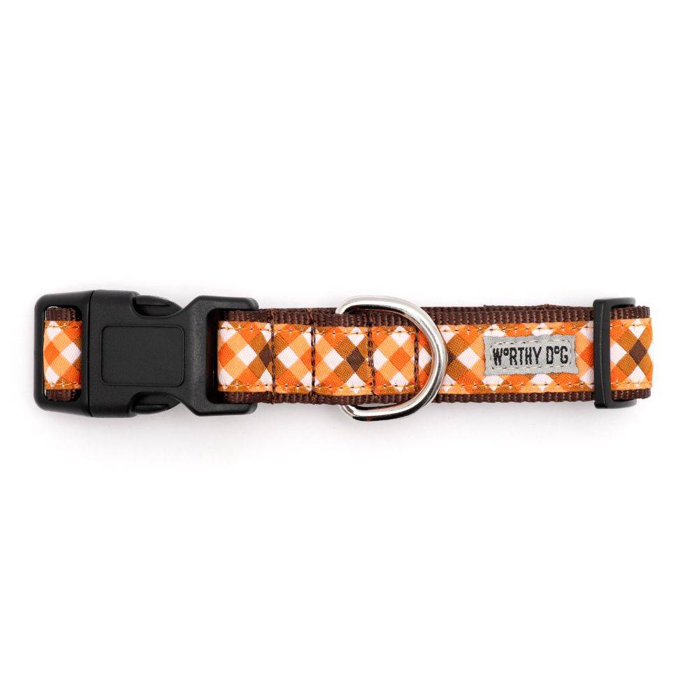 Brown/Orange Fall Check Collar & Lead