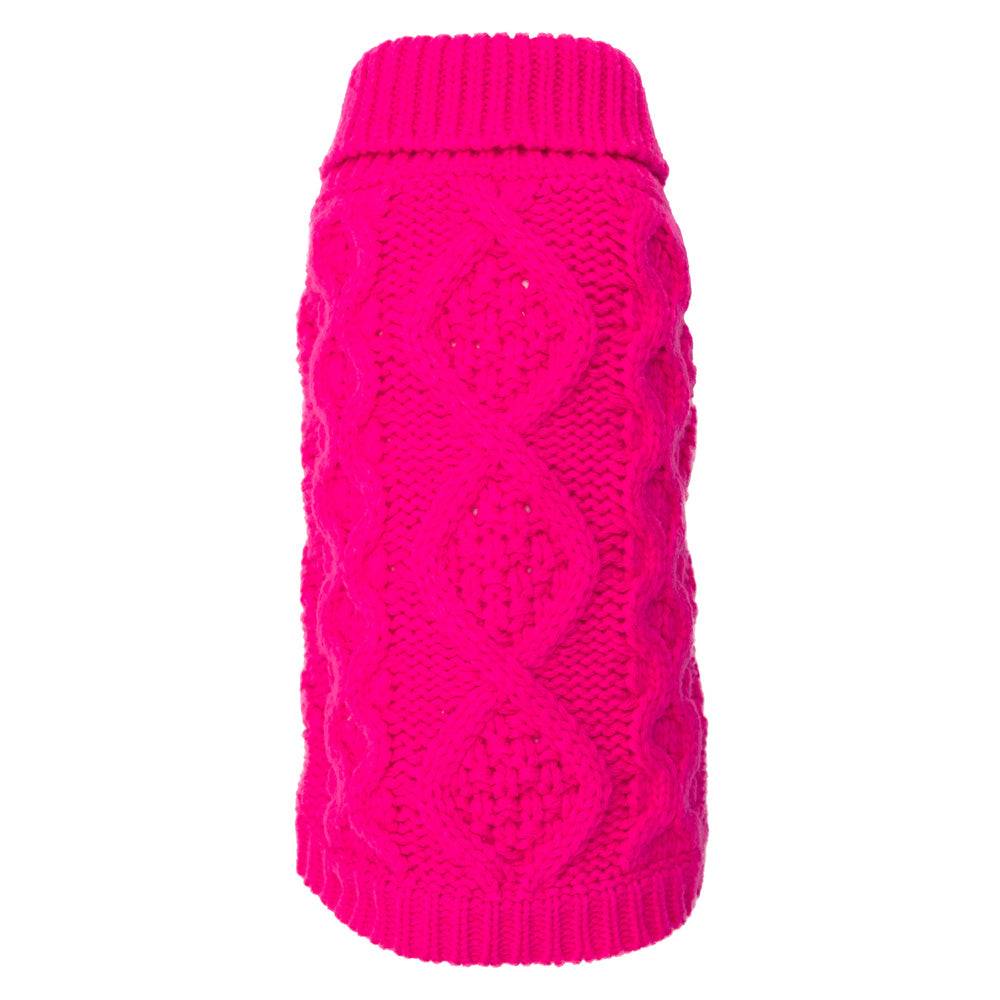 Pink Chunky Knit Turtleneck Sweater Default Title