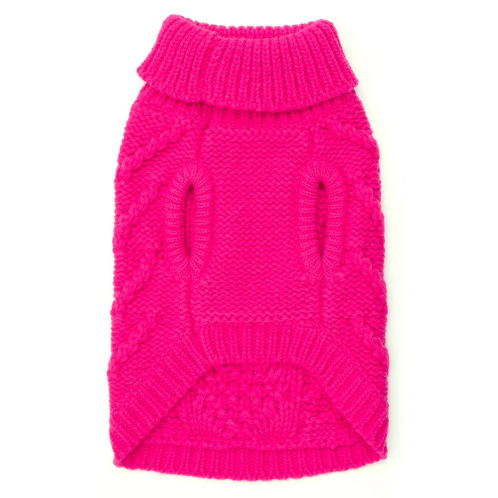 Pink Chunky Knit Turtleneck Sweater