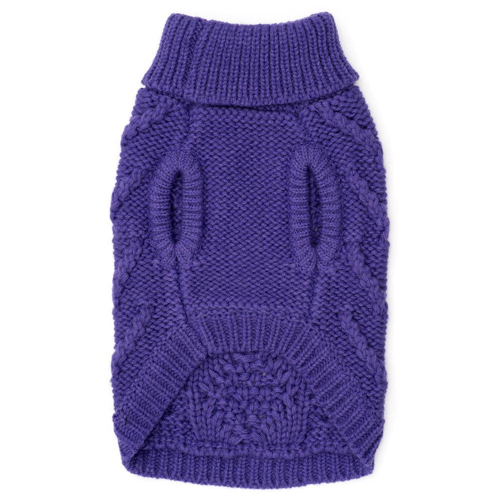 Purple Chunky Knit Turtleneck Sweater