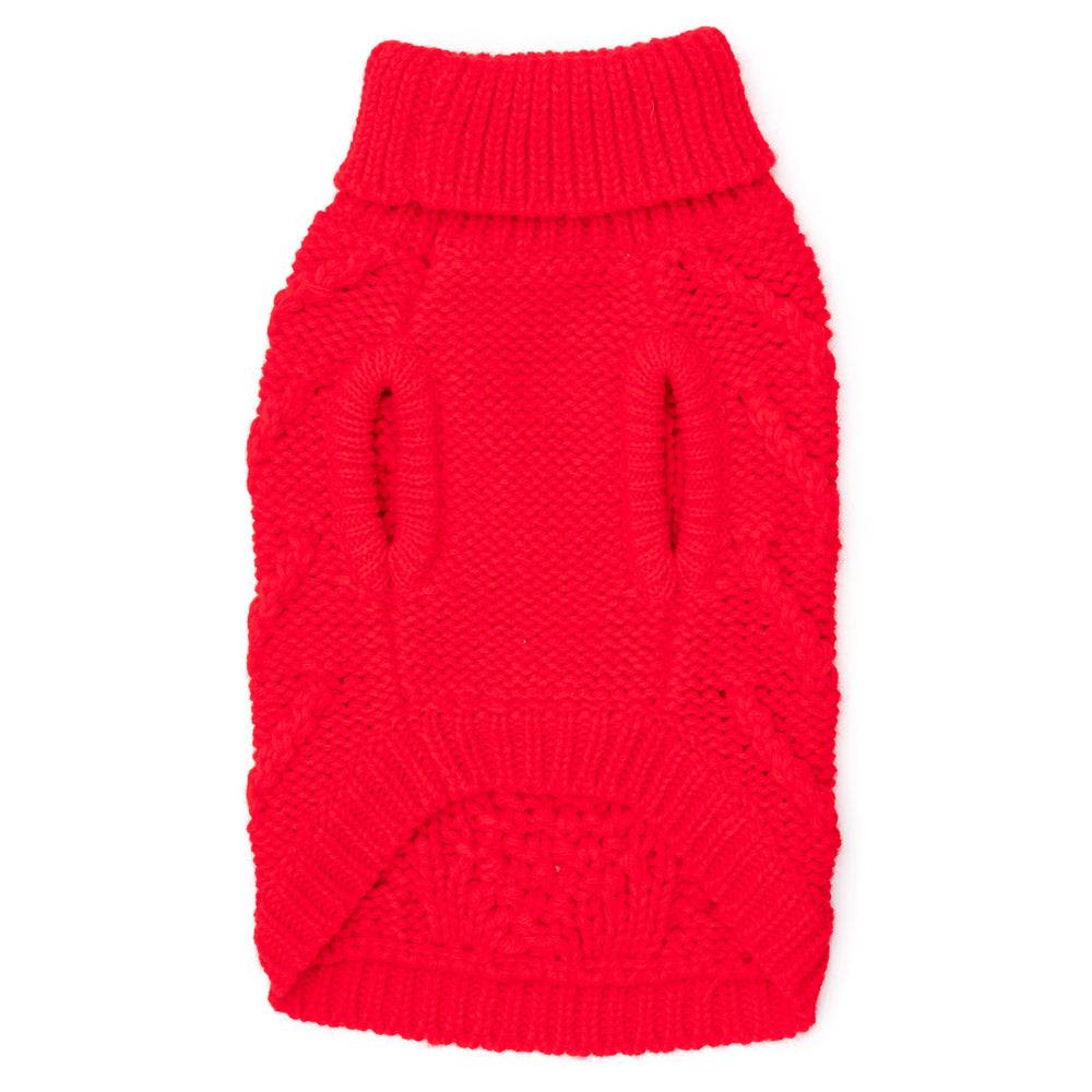 Red Chunky Knit Turtleneck Sweater