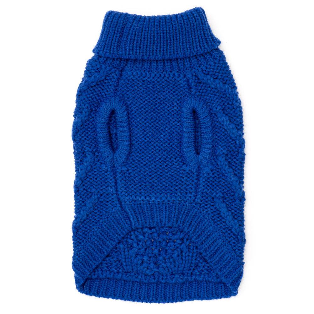 Blue Chunky Knit Turtleneck Sweater