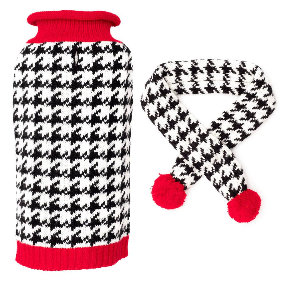 Houndstooth Sweater & Scarf Set Default Title