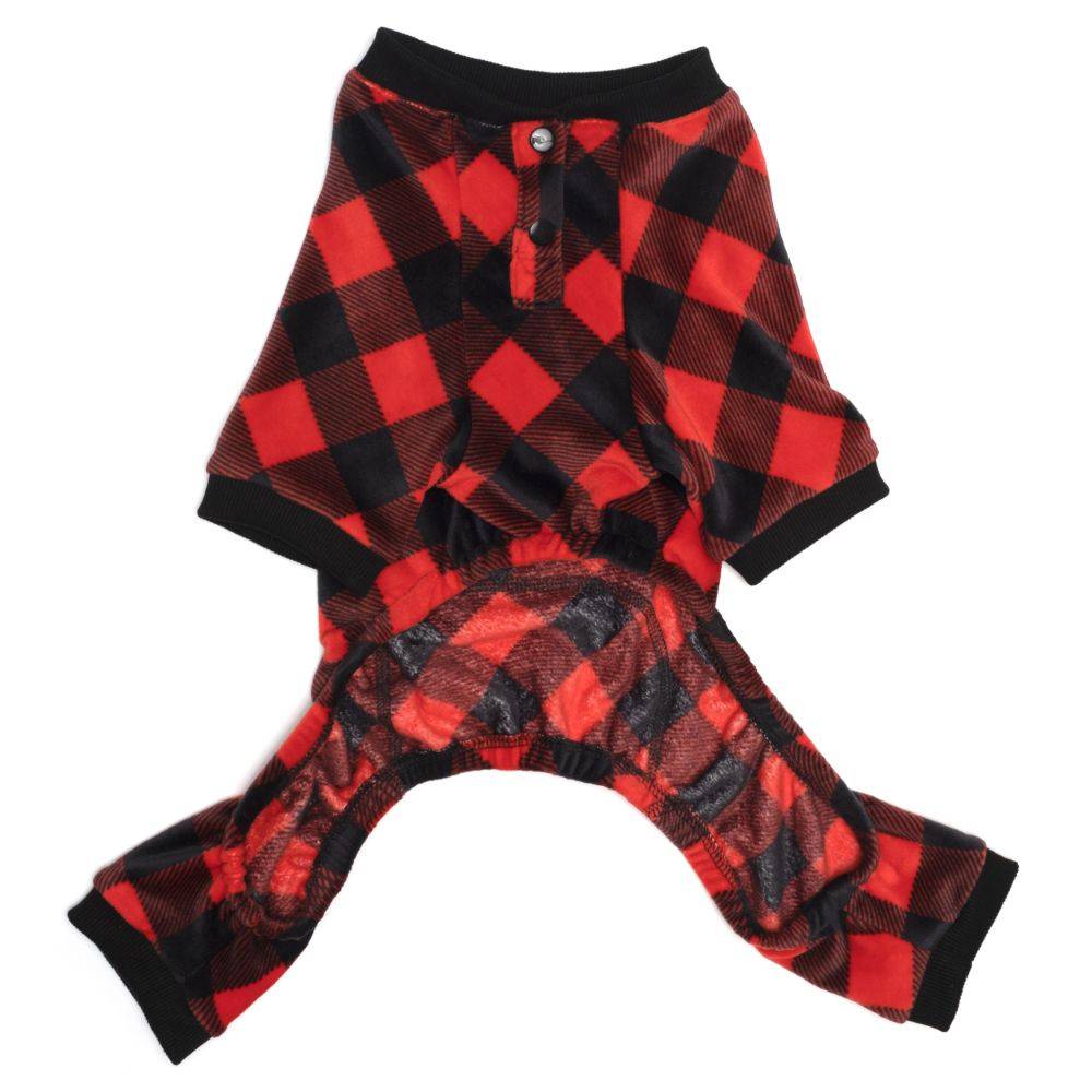 Black/Red Buffalo Fleece Dog Jammies