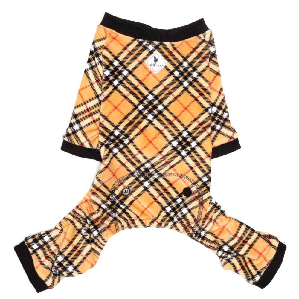 Tan Plaid Fleece Dog Jammies Default Title