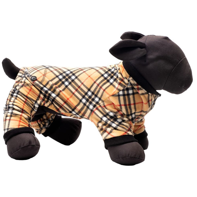 Tan Plaid Fleece Dog Jammies