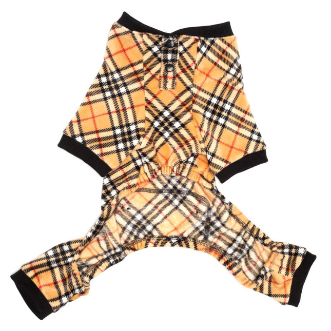 Tan Plaid Fleece Dog Jammies