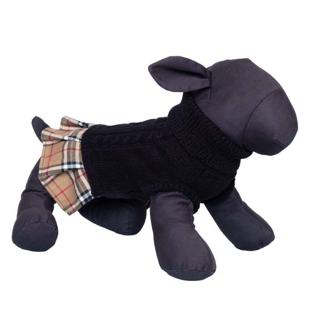 Plaid Layered-Look Two-fer Pet Pullover Turtleneck Sweater Dress