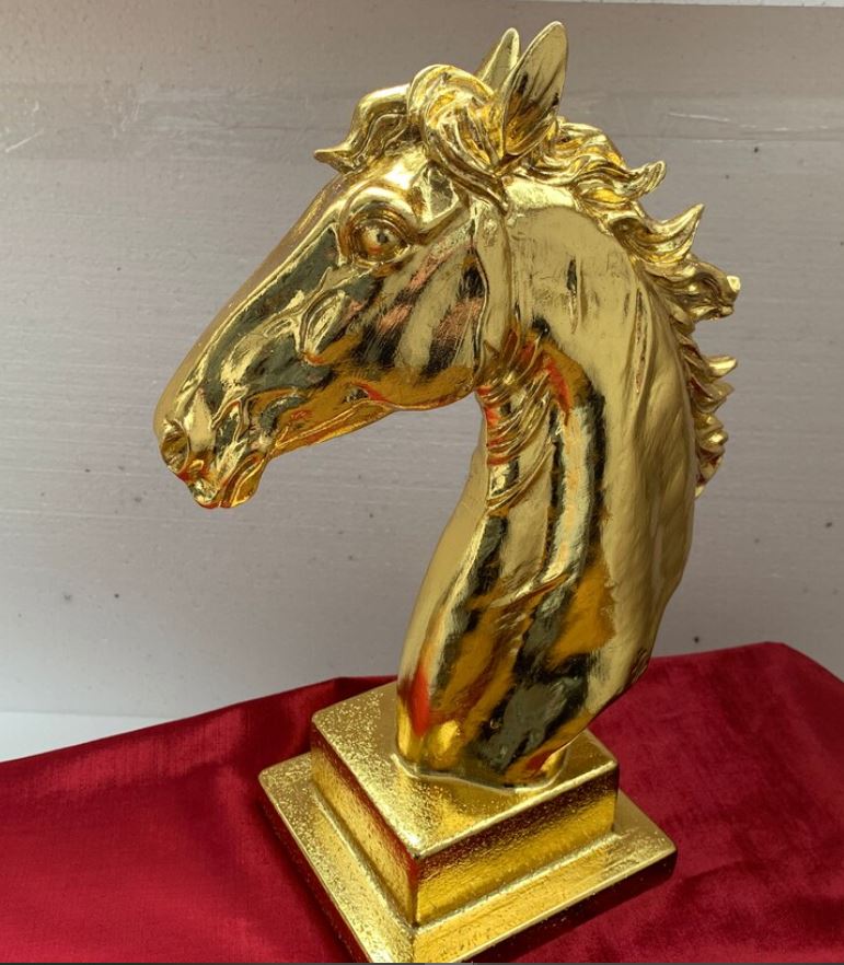 Golden Horse Head Sculpture