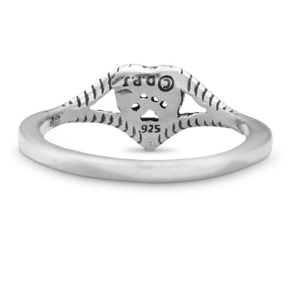 Paw Print and Heart Ring, Sterling Silver Roped Into Your Love Ring