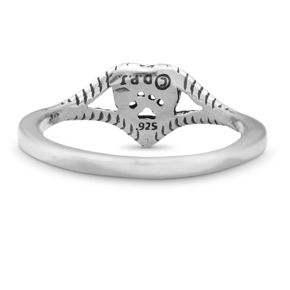 Paw Print and Heart Ring, Sterling Silver Roped Into Your Love Ring