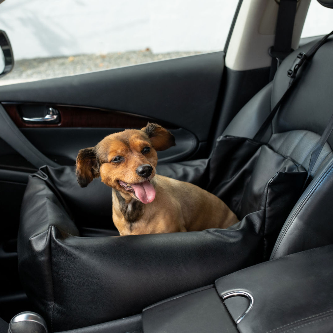 PupProtector Faux Leather Memory Foam Dog Car Bed - Black