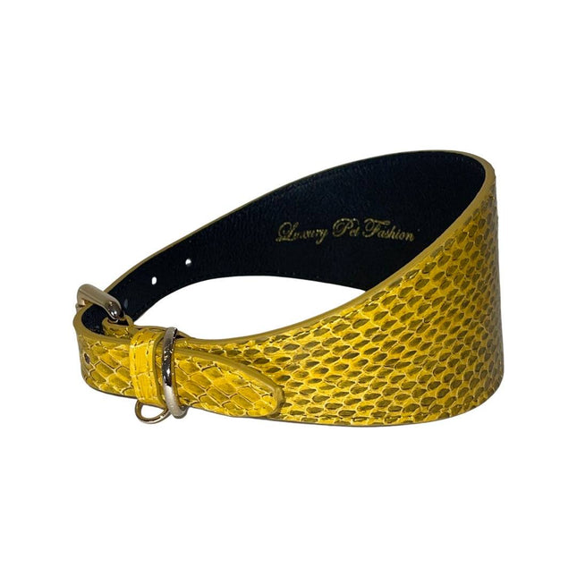 Mustard Yellow & Black Snake 3” Wide Style Collar