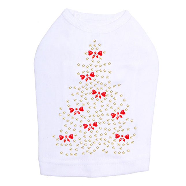 Gold Christmas Tree with Red Bows - Dog Tank