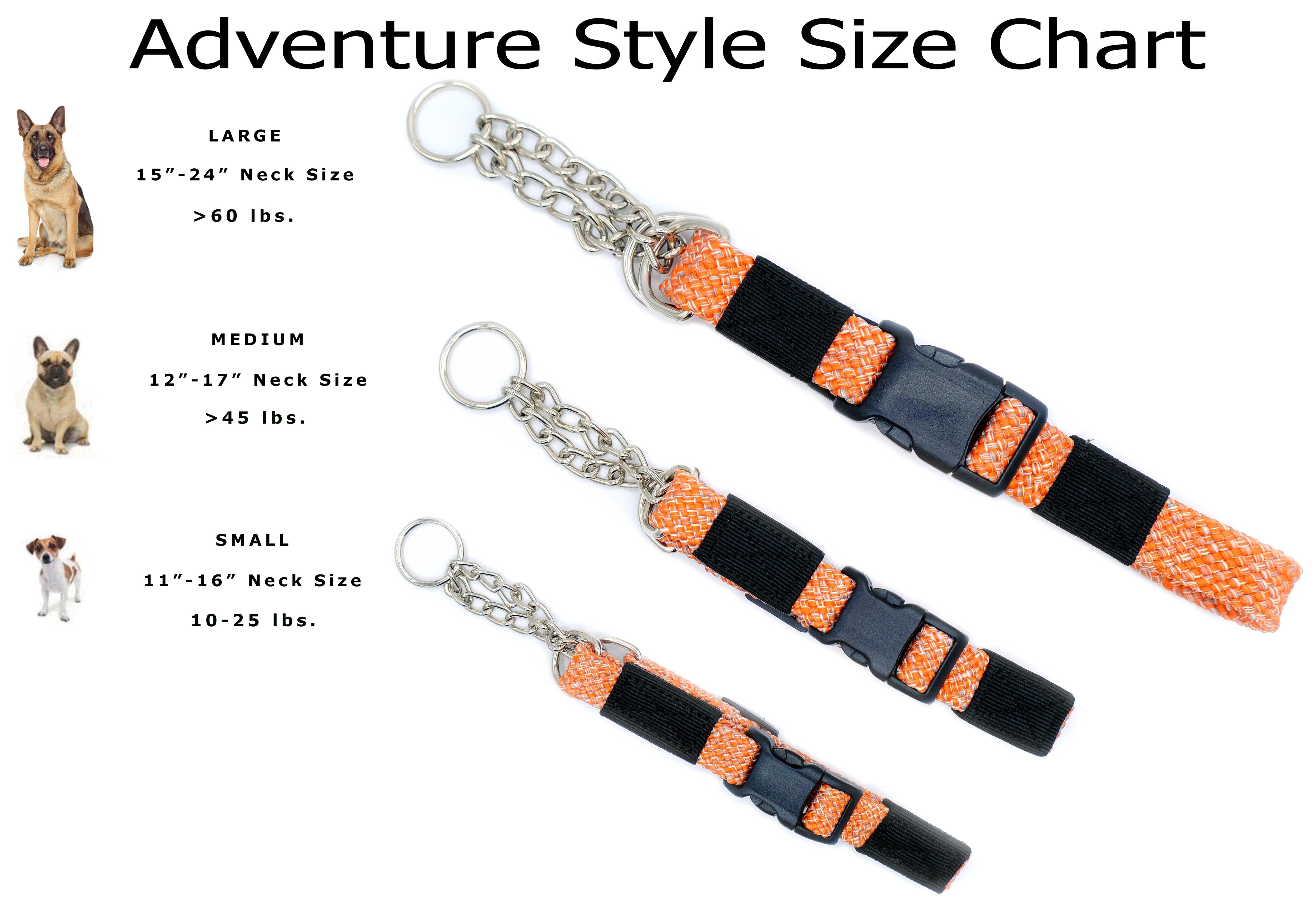 Adventure Style Flat Weave Climbing Rope Martingale Dog Collar