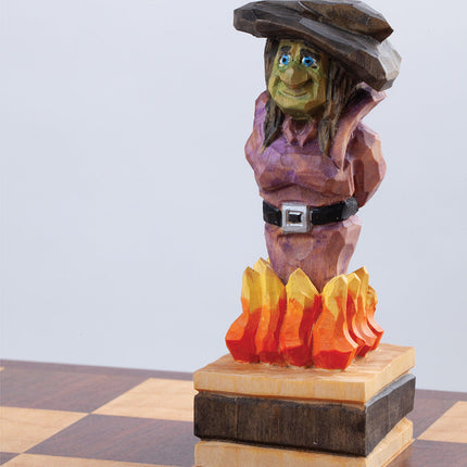 Woodcarving a Halloween Chess Set