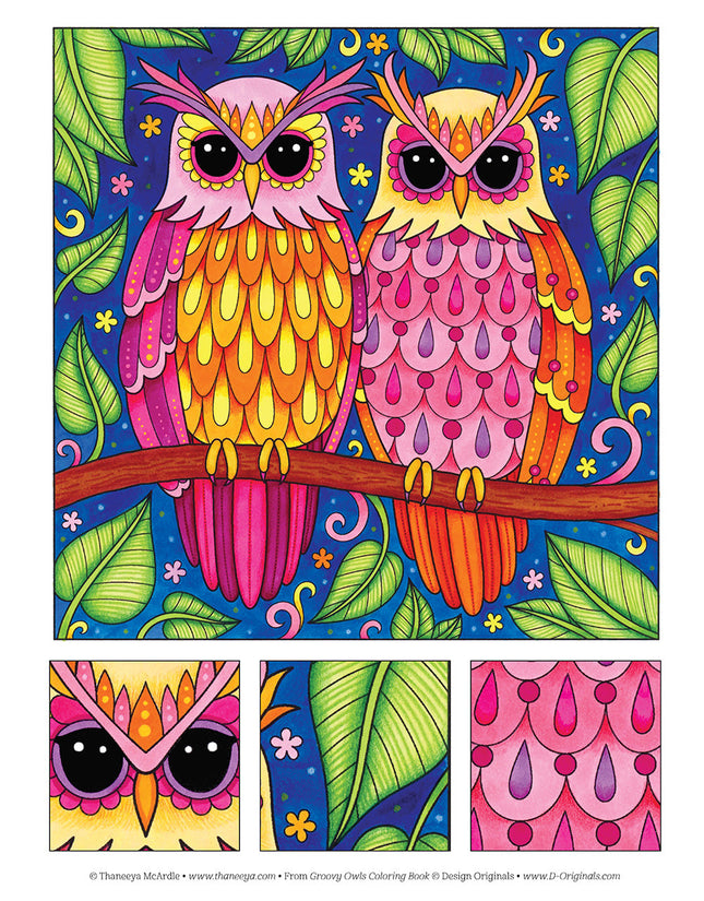 Groovy Owls Coloring Book