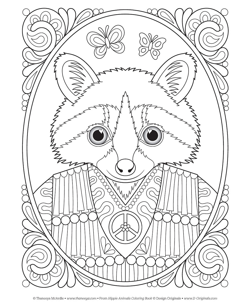 Hippie Animals Coloring Book