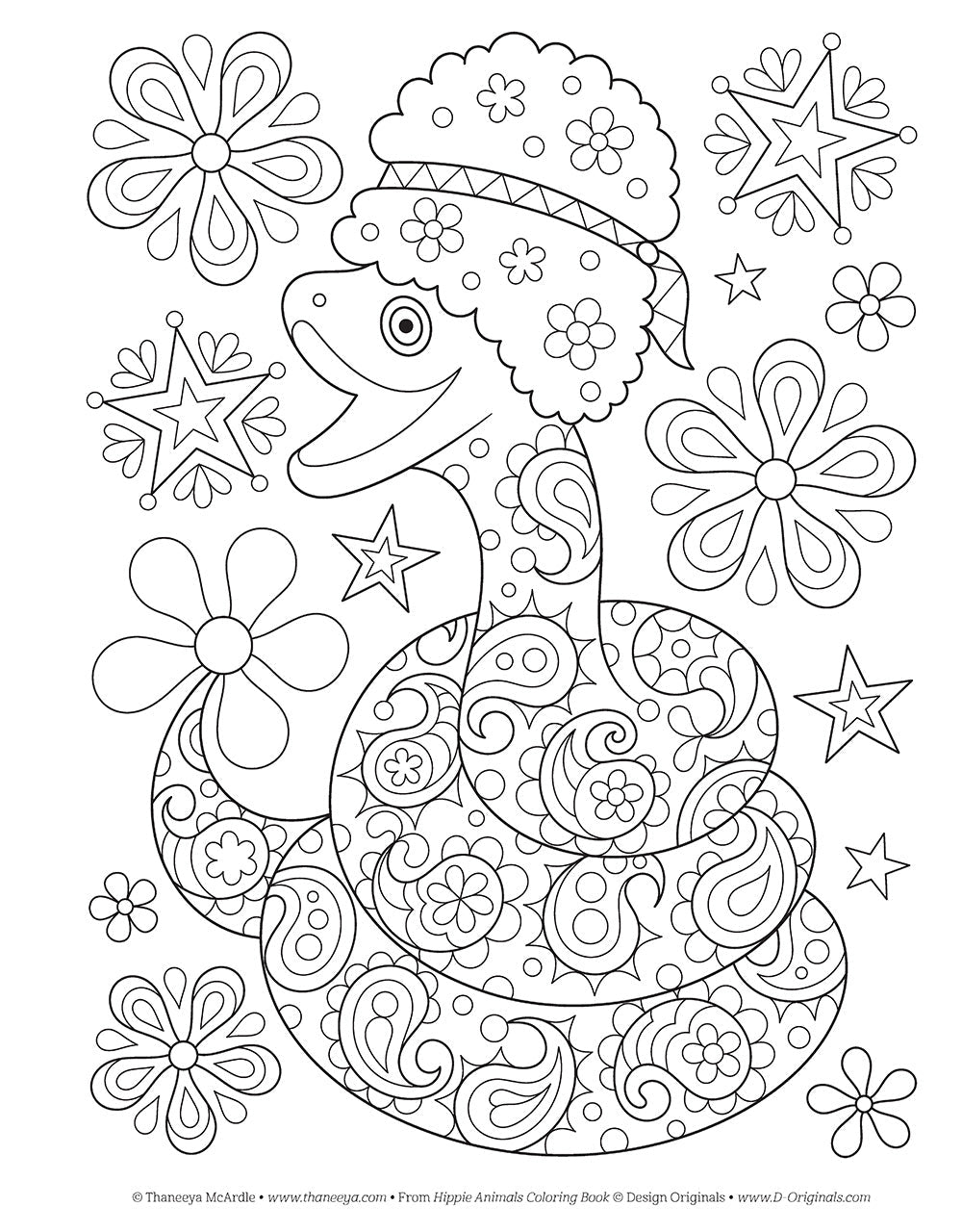 Hippie Animals Coloring Book