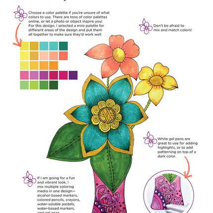 KC Doodle Art Beautiful Blooms Coloring Book