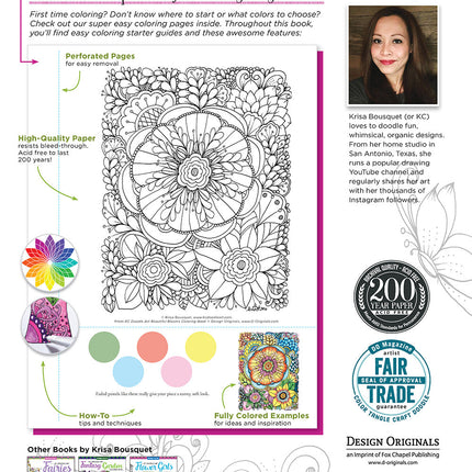 KC Doodle Art Beautiful Blooms Coloring Book