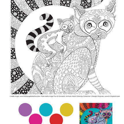 Hello Angel Fun & Fantastic Animals Adult Coloring Collection