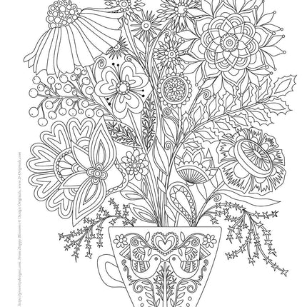 Happy Blossoms Coloring Book