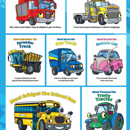 Super Cool Trucks, Tractors, and Cars Coloring Book