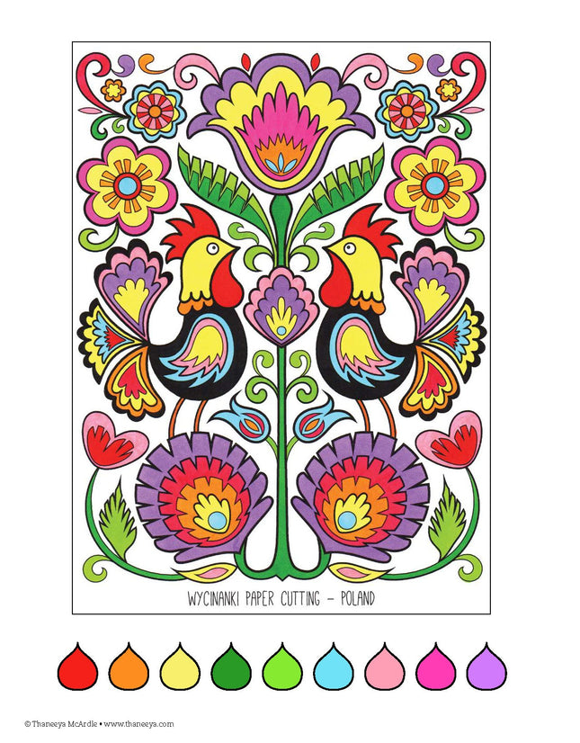 Folk Art Coloring Book