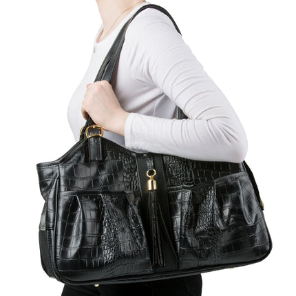 Metro - Black Croco with Tassel