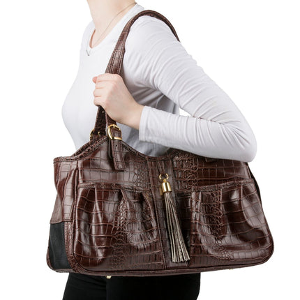 Metro - Brown Croco with Tassel