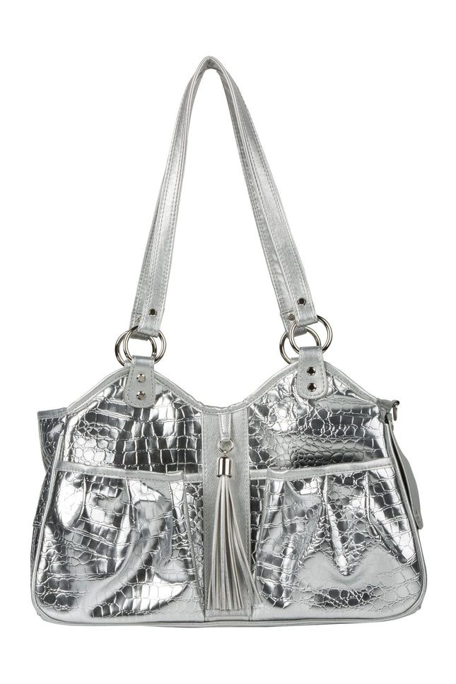 Metro Bag in Ice Croco with Tassel