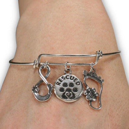 Paw Print Charm Bracelet, Sterling Silver Our Lives Cross Paths Charm Bracelet