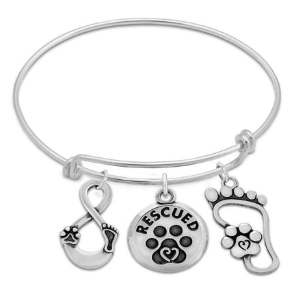 Paw Print Charm Bracelet, Sterling Silver Our Lives Cross Paths Charm Bracelet