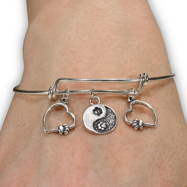 Heart and Paw Print Bracelet, Sterling Paws On My Heart Charm Bracelet