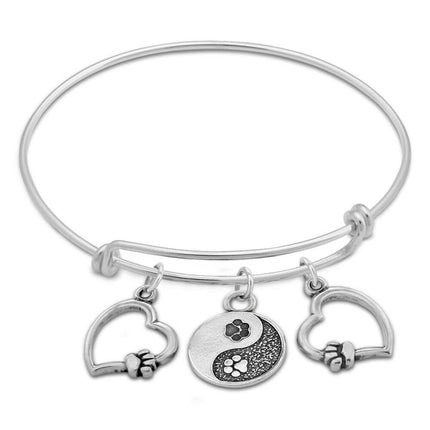 Heart and Paw Print Bracelet, Sterling Paws On My Heart Charm Bracelet